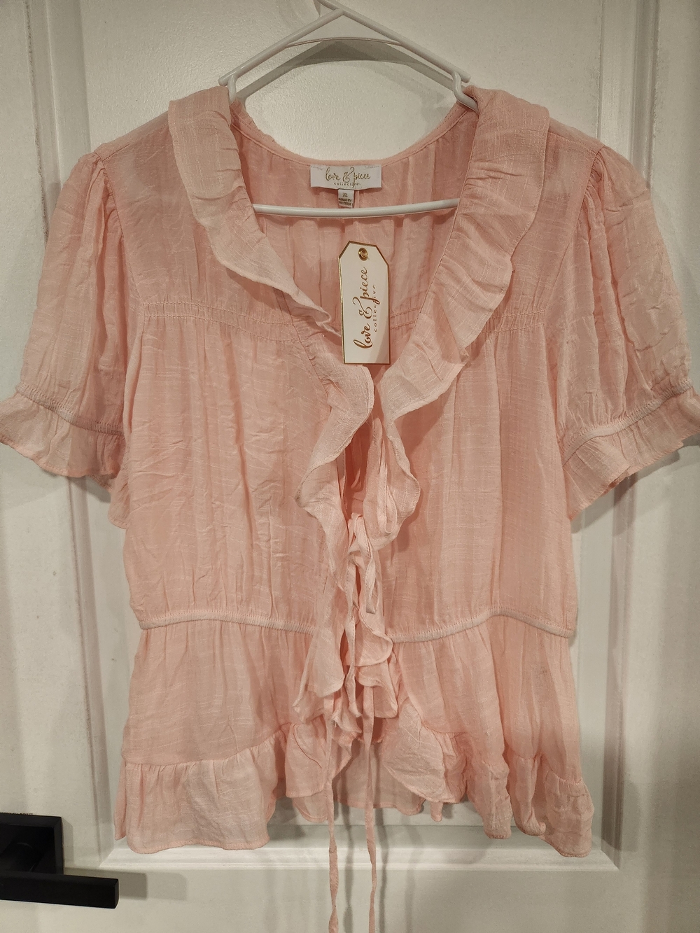 Soft Pink Ruffle Blouse